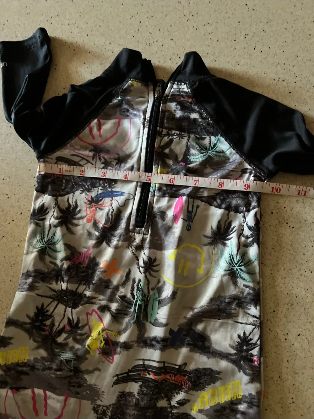 Hurley Kids Black Sleeve Rashguard with Neon Multi Print